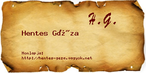Hentes Géza névjegykártya